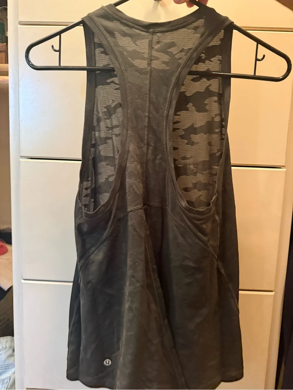 Lululemon Semi-Sheer Camouflage Sleeveless Tank Top — with Tie in Lower Back